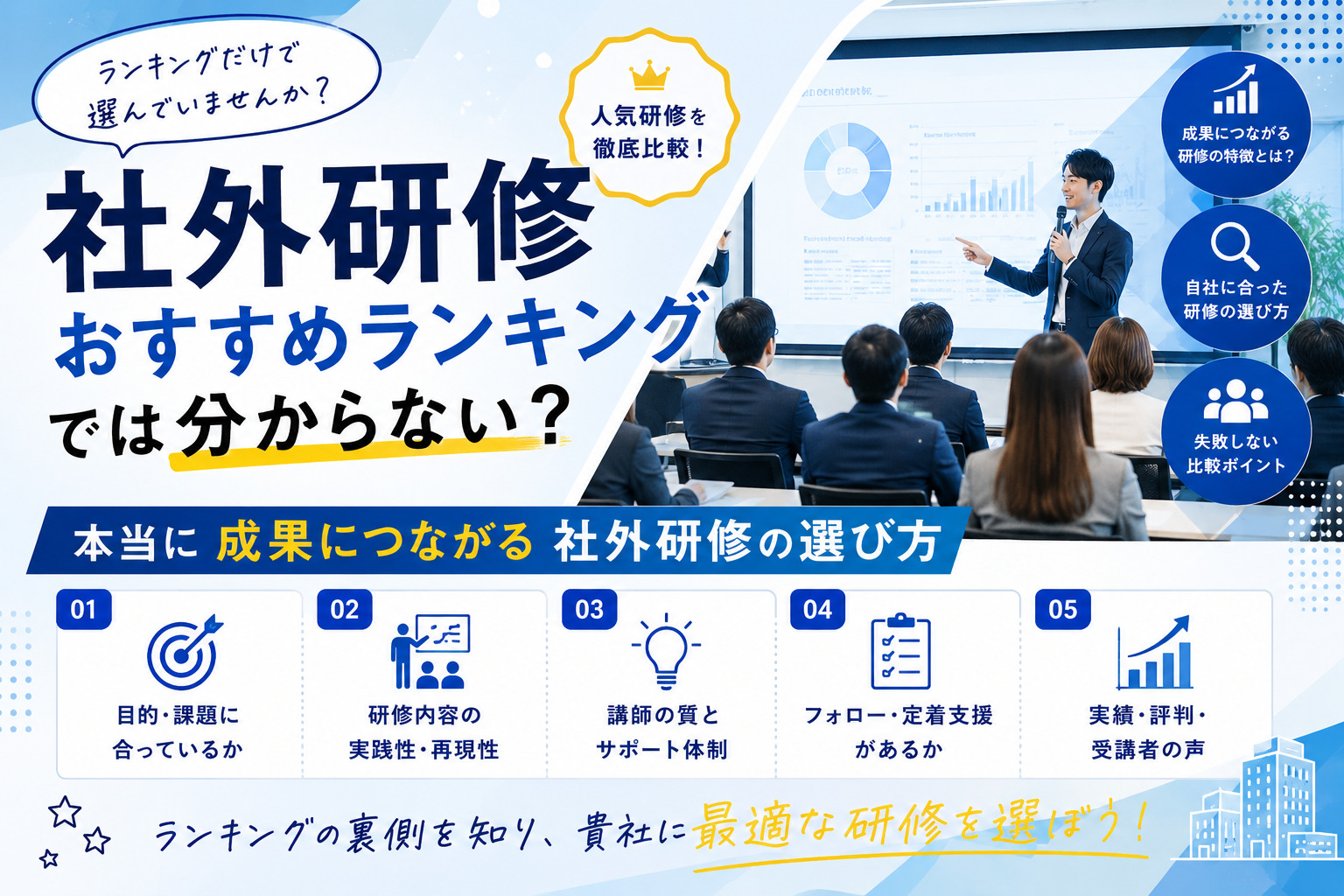 社外研修おすすめランキングでは分からない？【本当に成果につながる社外研修の選び方】